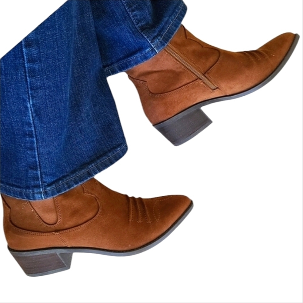 Carlos Santana Montana Western Faux Suede Boots Brown New Embroidered Size 10